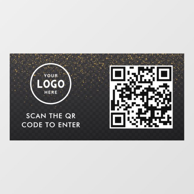 Access Control | QR Code Business Logo Entry Blue  Window Cling (Sheet)