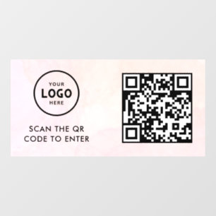 Access Control QR Code Business Logo Entry Blue Window Cling