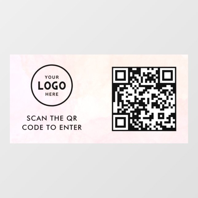 Access Control | QR Code Business Logo Entry Blue  Window Cling (Sheet)