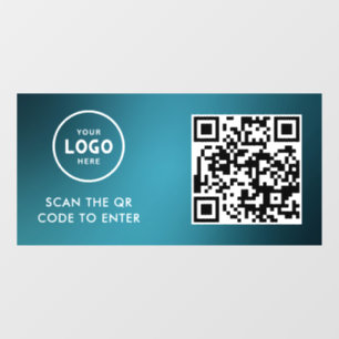 Access Control QR Code Business Logo Entry Blue Window Cling