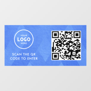 Access Control QR Code Business Logo Entry Blue Window Cling