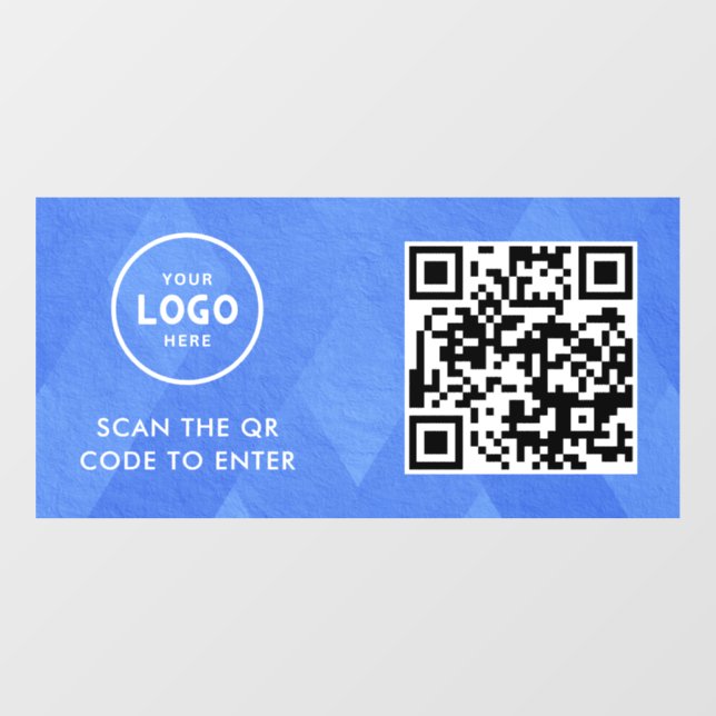 Access Control | QR Code Business Logo Entry Blue  Window Cling (Sheet)