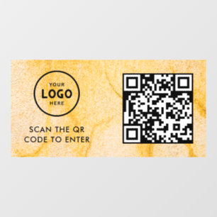Access Control   QR Code Business Logo Entry Blue  Window Cling