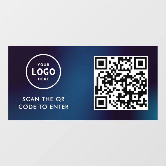 Access Control | QR Code Business Logo Entry Blue  Window Cling (Sheet)