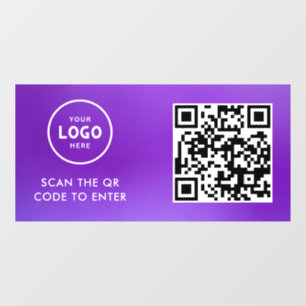 Access Control QR Code Business Logo Entry Blue Window Cling