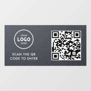 Access Control   QR Code Business Logo Entry Blue  Window Cling