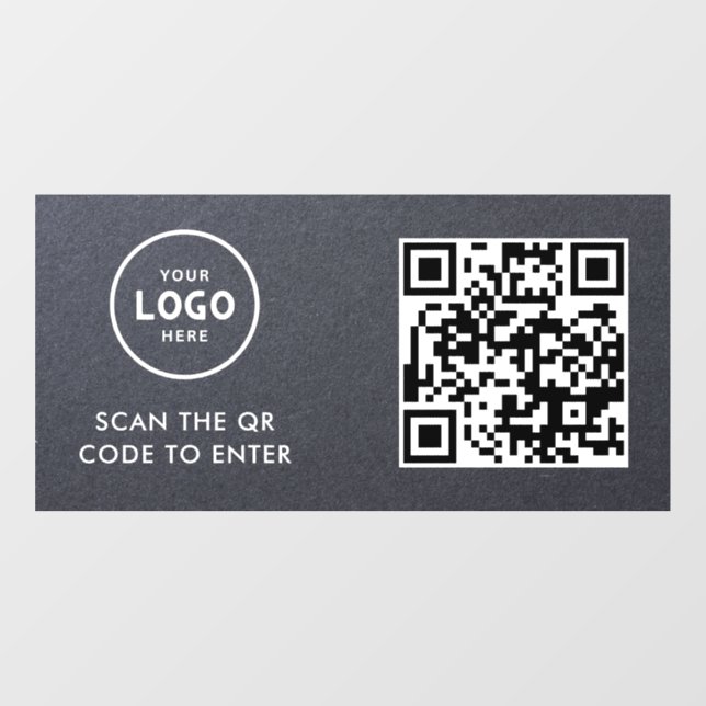 Access Control | QR Code Business Logo Entry Blue  Window Cling (Sheet)