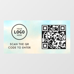 Access Control QR Code Business Logo Entry Blue Window Cling