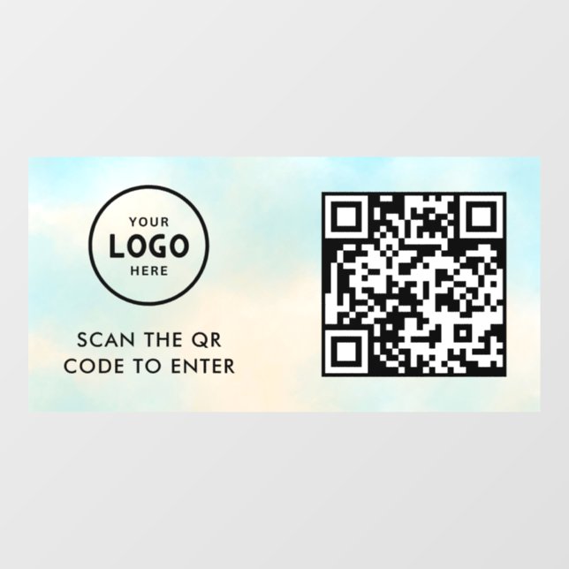 Access Control | QR Code Business Logo Entry Blue  Window Cling (Sheet)