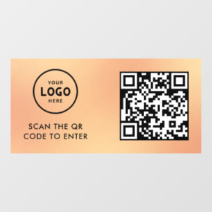 Access Control QR Code Business Logo Entry Blue Window Cling
