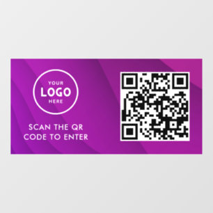 Access Control   QR Code Business Logo Entry Blue  Window Cling