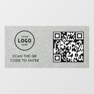 Access Control   QR Code Business Logo Entry Blue  Window Cling