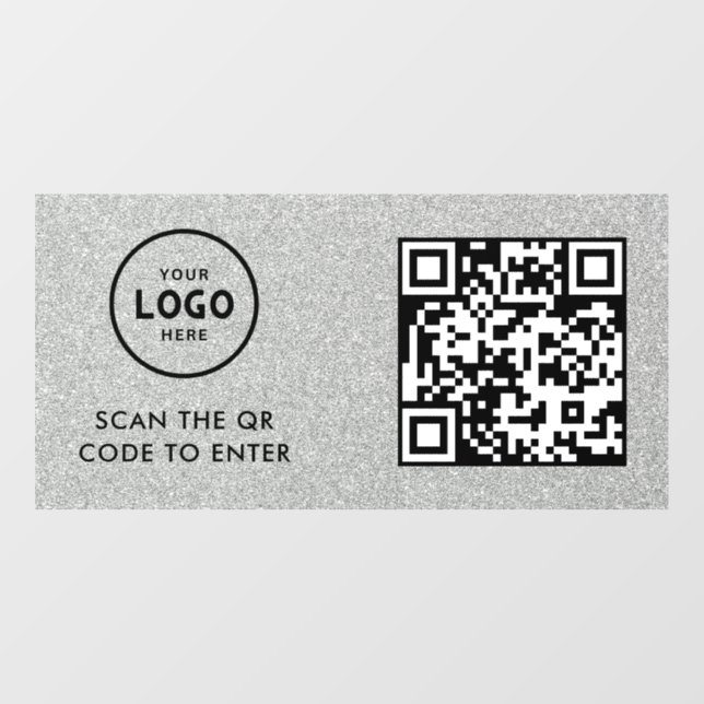 Access Control | QR Code Business Logo Entry Blue  Window Cling (Sheet)