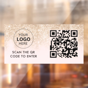 Access Control QR Code Business Logo Entry Window Cling