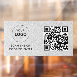 Access Control QR Code Business Logo Entry Window Cling