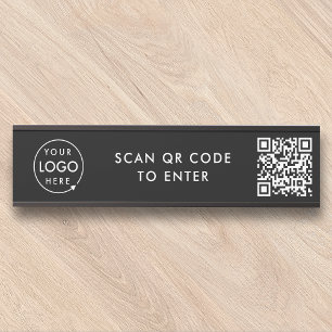Access Control QR Code Door Lock Security Black Sign