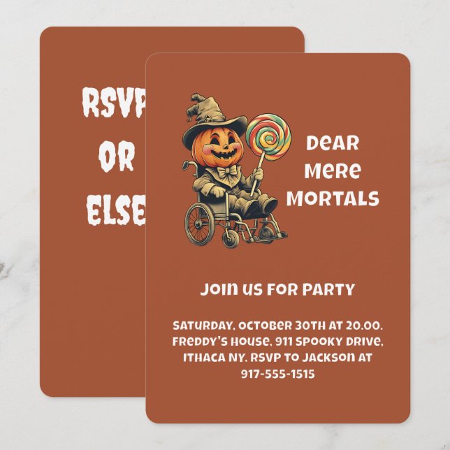 Accessible Jack o lantern Halloween Party Invitation (Front/Back)