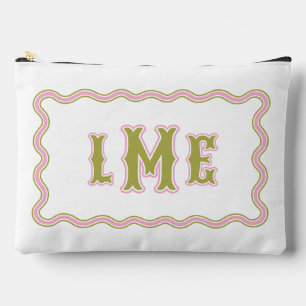 Accessoires Pochette personnalisée vert et rose à monogramme à
