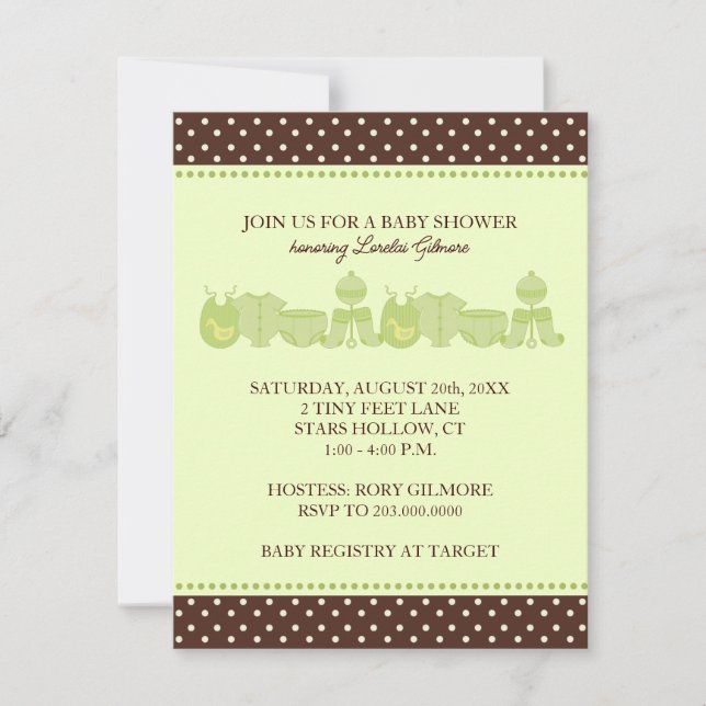 Accessoires pour bébé Invitations de douche {Green (Devant)