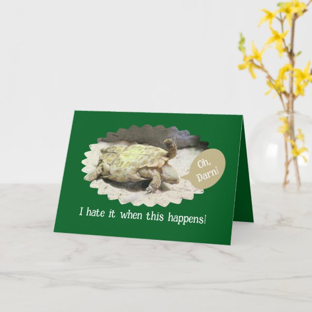 ACCIDENT HIUMOR/TURTLE TURNED FLIPPED ON ITS BACK CARD (Yellow Flower)