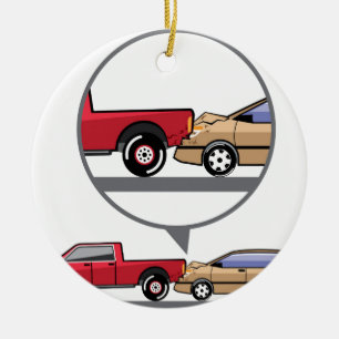 Accident Truck and Wagon Suv Wreck Ceramic Ornament