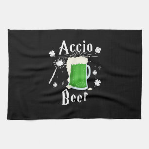 Accio Beer Funny St Patrick's Day Drinking T-Shirt Kitchen Towel