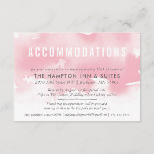 ACCOMMODATION CARD stylish watercolor blush pink