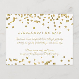 Accommodation Gold Faux Glitter Confetti White Postcard