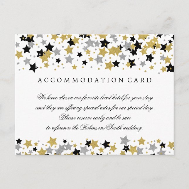 Accommodation Gold Silver Glitter Stars Confetti Postcard (Front)