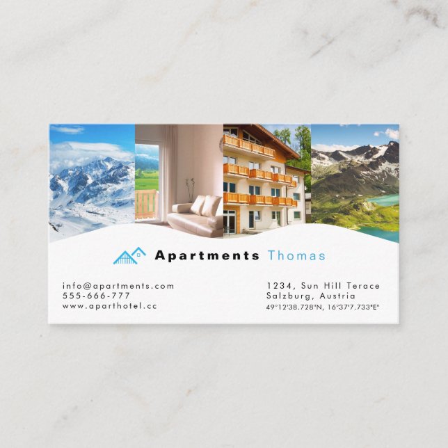 Accommodation, Hotel & Resort Business Card (Front)