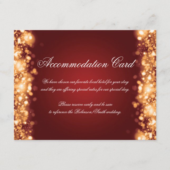 Accommodation Sparkling Lights Gold Red Enclosure Card (Front)