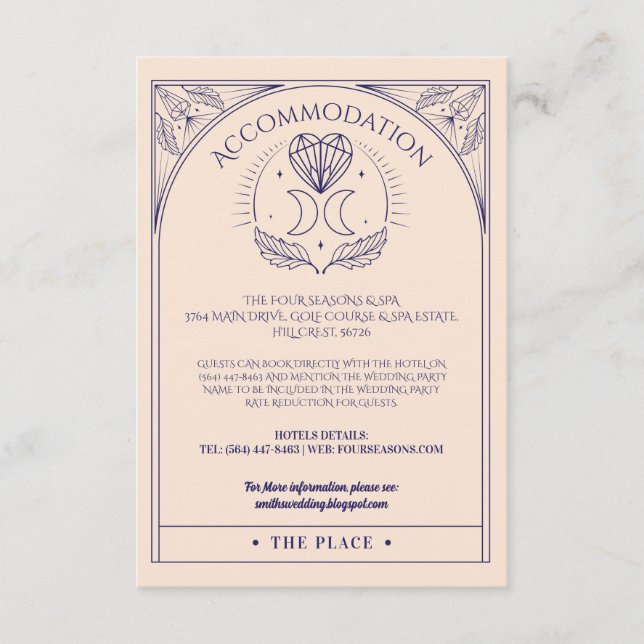 Accommodation Tarot Moon Crystals Heart Wedding Enclosure Card (Front)