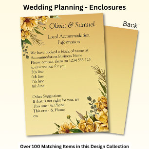 Accommodation Venue Info - Yellow Golden Enclosure Card