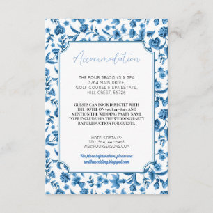Accommodation Wedding RSVP Chintz Blue White Enclosure Card