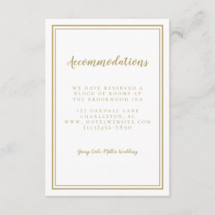Accommodations Simple Chic Gold Detail Wedding Enclosure Card