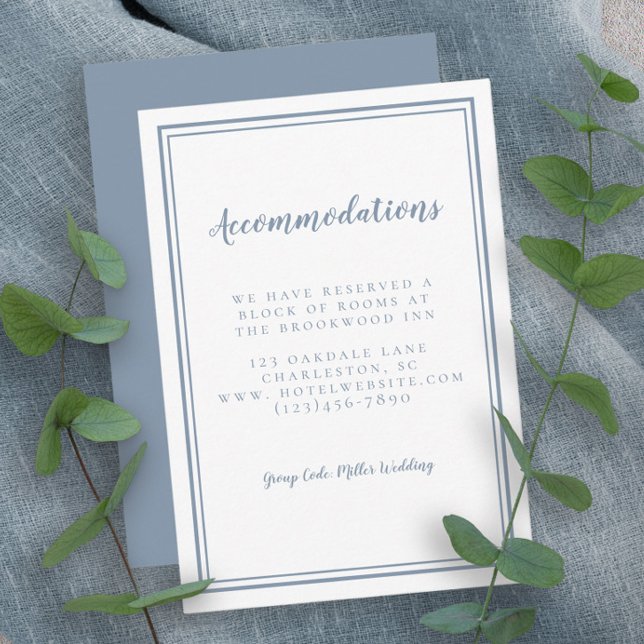 Accommodations Simple Dusty Blue Detail Wedding Enclosure Card (Accommodations Simple Dusty Blue Detail Wedding Enclosure Card)