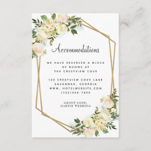 Accommodations Wedding Details Floral Gold White Enclosure Card