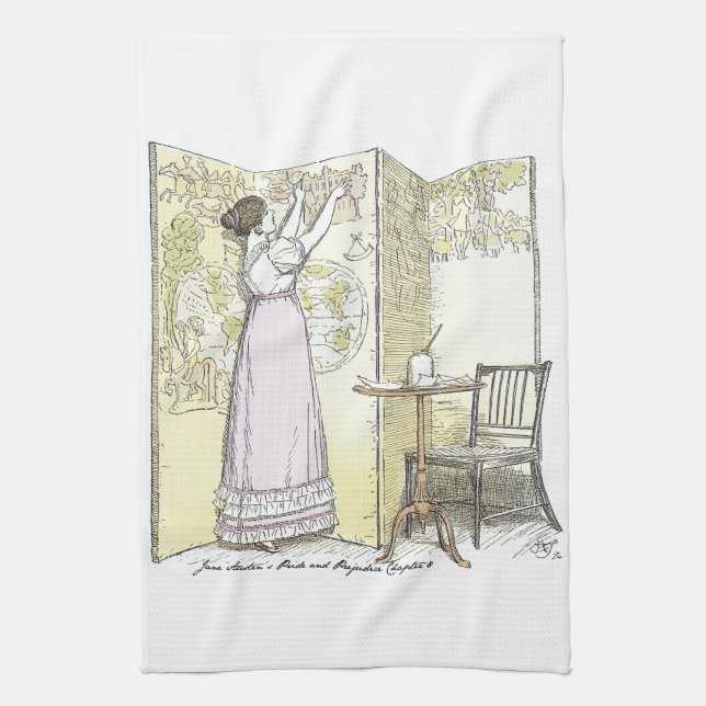 Accomplished Ladies, Jane Austen Pride & Prejudice Kitchen Towel (Vertical)
