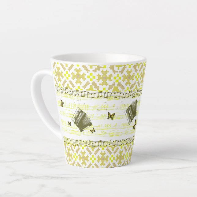 Accordéon jaune vif Musique Latte Mug (Angle gauche)