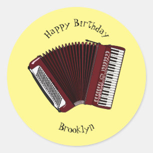 Accordion cartoon illustration classic round sticker