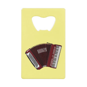 Accordion cartoon illustration credit card bottle opener