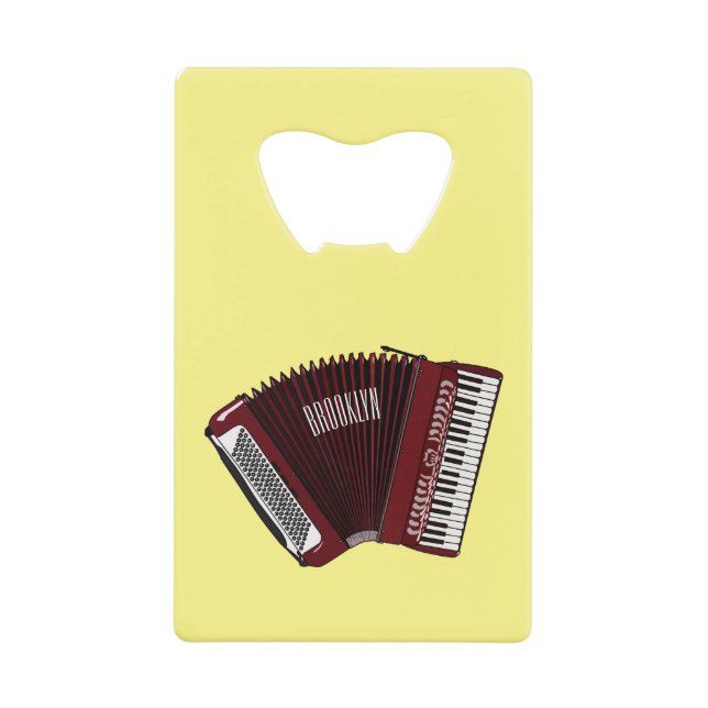 Accordion cartoon illustration credit card bottle opener (Front)