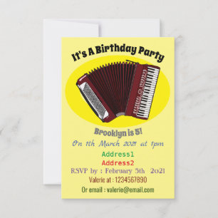 Accordion cartoon illustration invitation