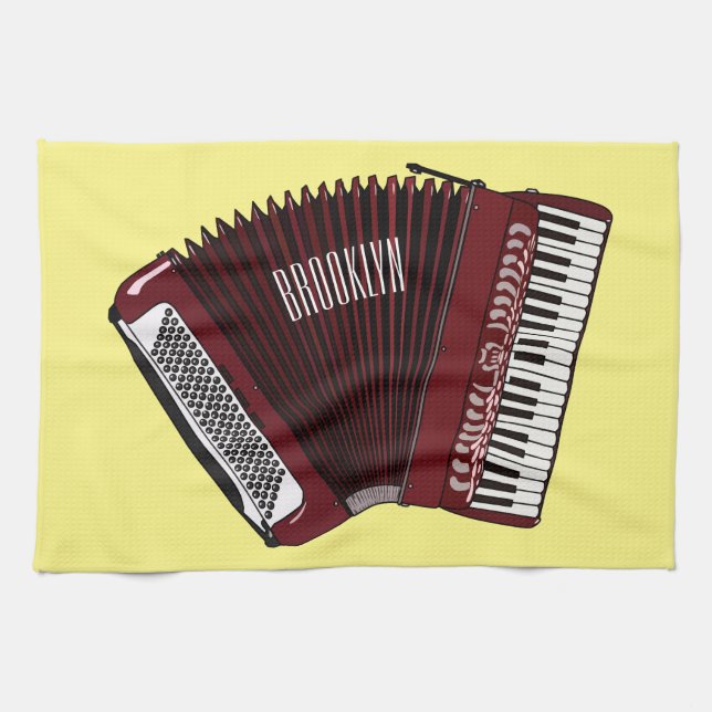 Accordion cartoon illustration kitchen towel (Horizontal)