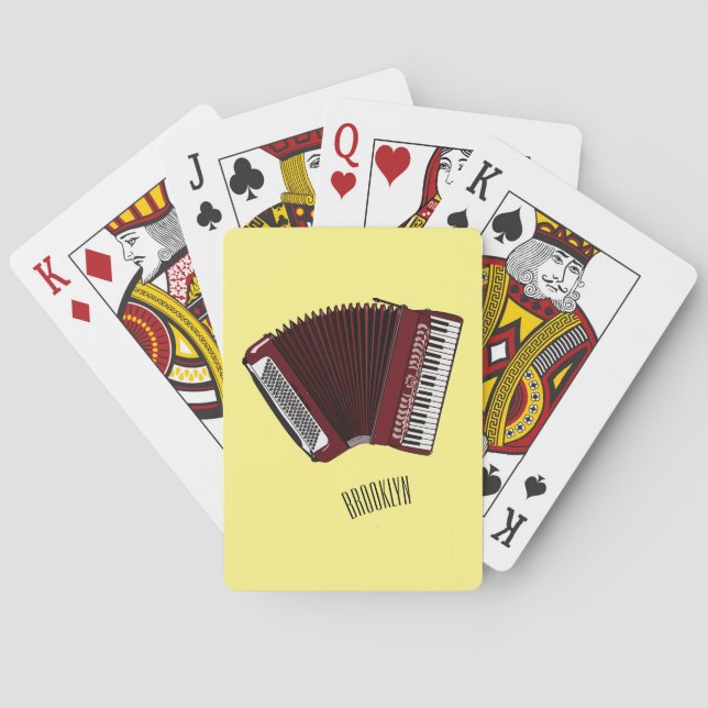 Accordion cartoon illustration playing cards (Back)