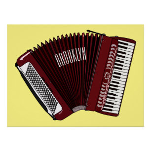 Accordion cartoon illustration poster