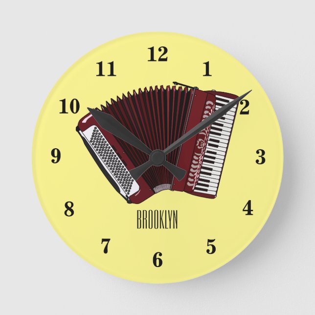 Accordion cartoon illustration round clock (Front)