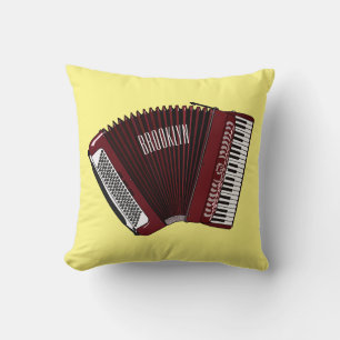 Accordion cartoon illustration throw pillow