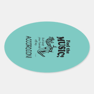 Accordion Feel The Music Oval Sticker