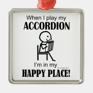 Accordion Happy Place Metal Ornament